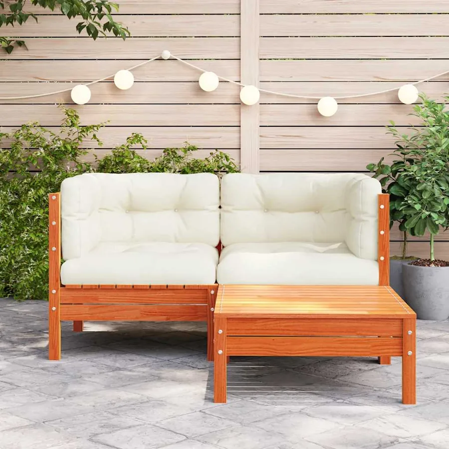 Canapé de jardin avec coussins et repose-pied 2 places - 3
