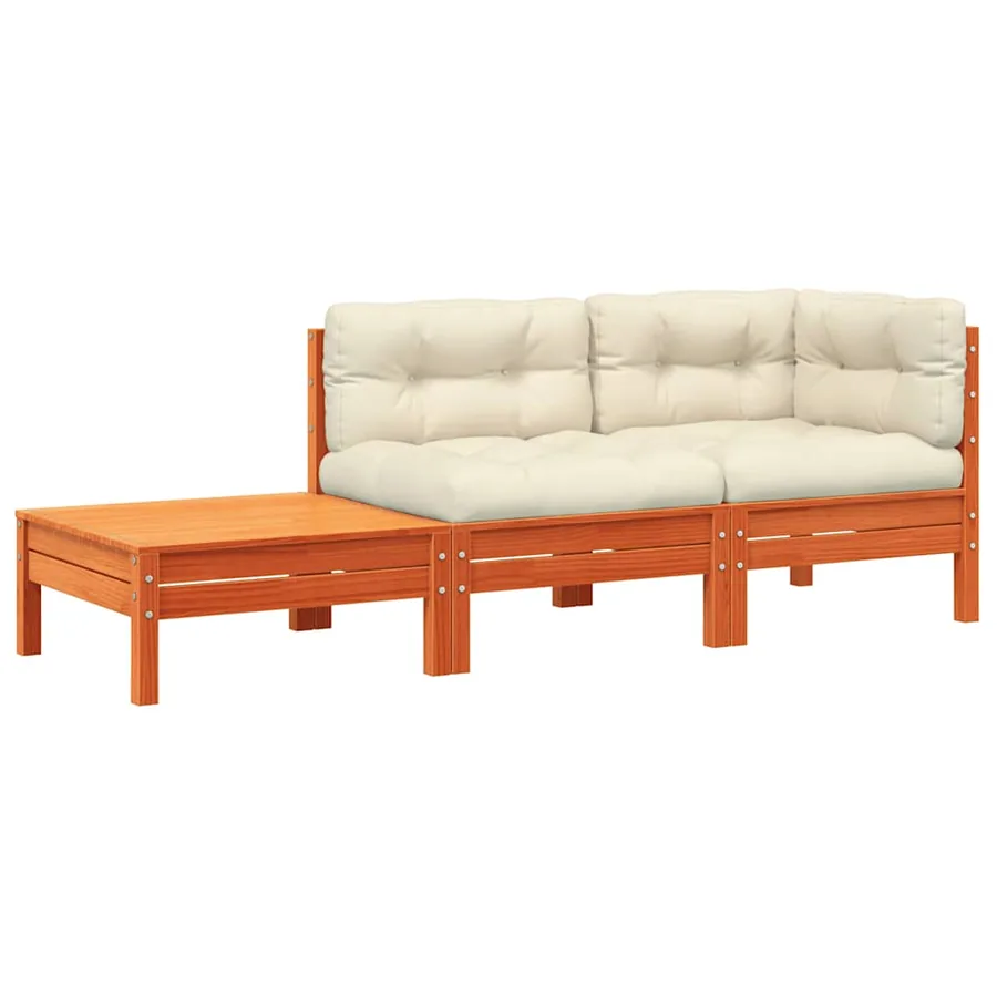 Canapé de jardin avec coussins et repose-pied bois pin massif - 2