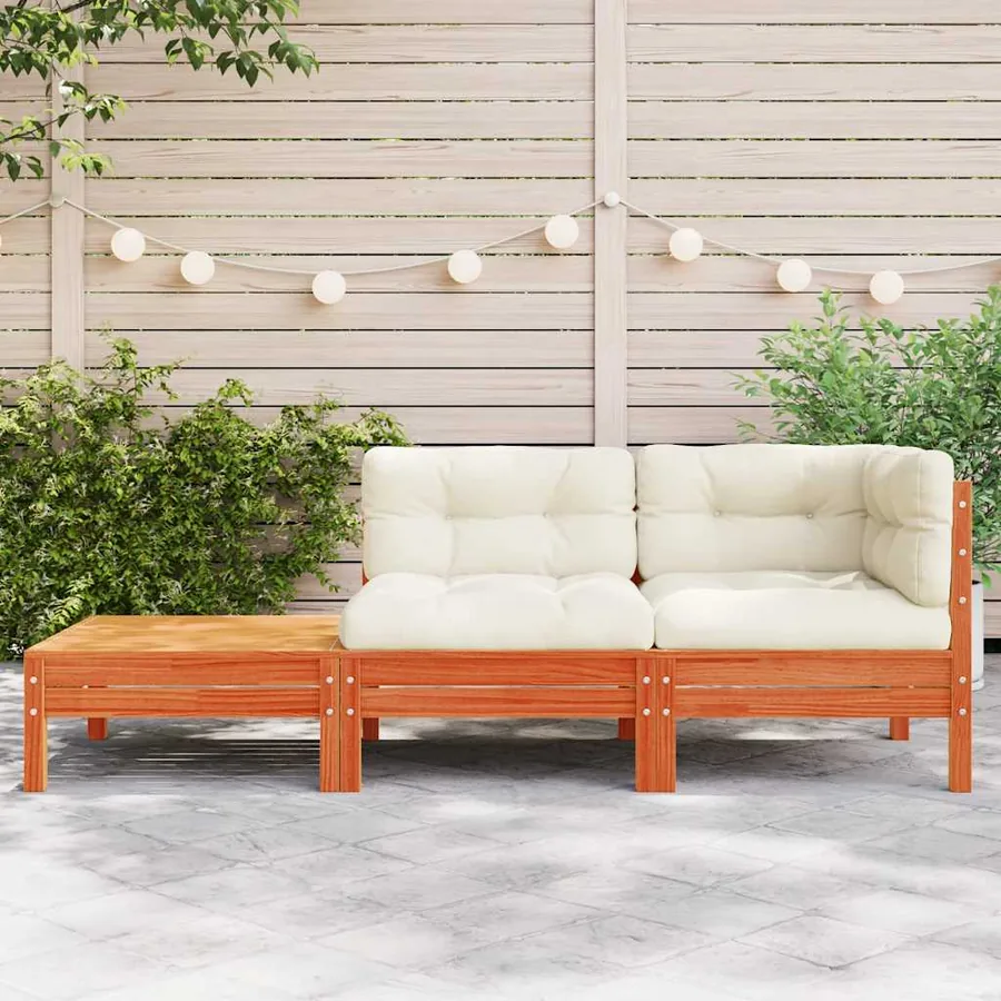 Canapé de jardin avec coussins et repose-pied bois pin massif - 3