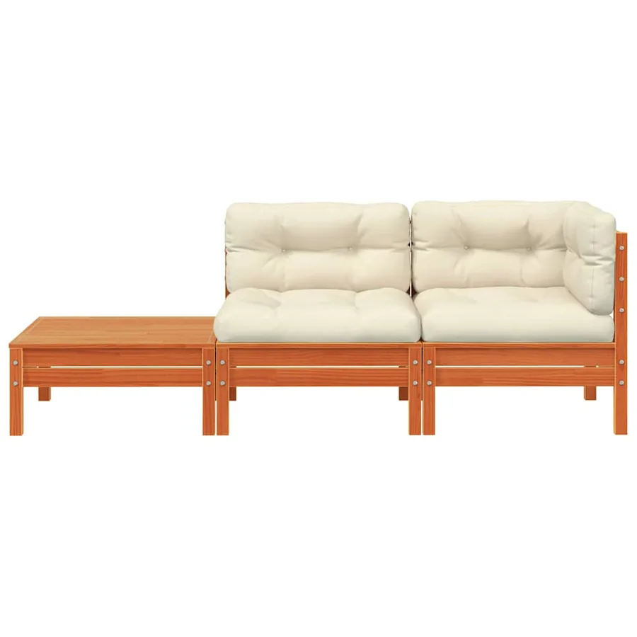 Canapé de jardin avec coussins et repose-pied bois pin massif - 5