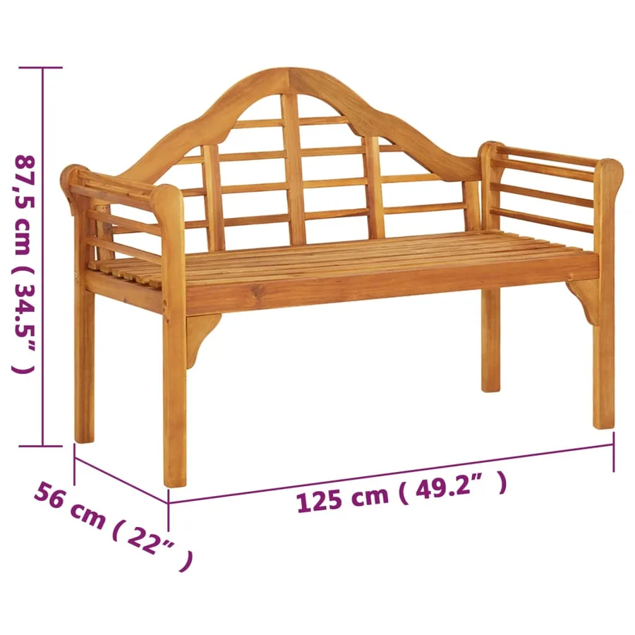 Banc de jardin 125 cm Bois d'acacia solide - 7