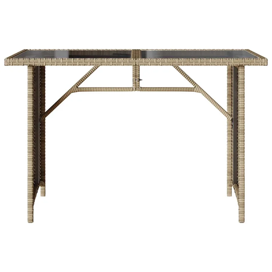 Table de jardin avec dessus en verre beige 110x68x70 cm rotin - 4
