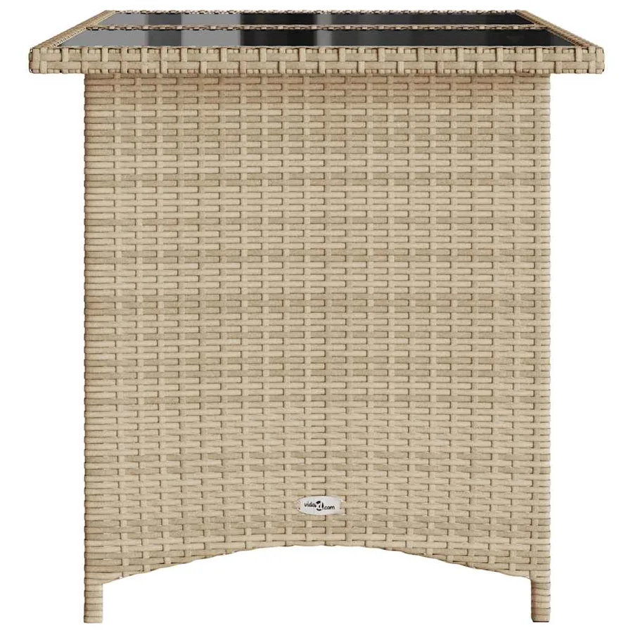Table de jardin avec dessus en verre beige 110x68x70 cm rotin - 5