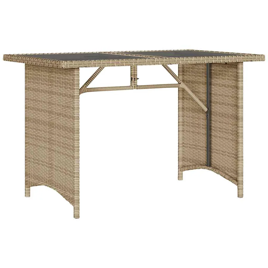 Table de jardin avec dessus en verre beige 110x68x70 cm rotin - 6
