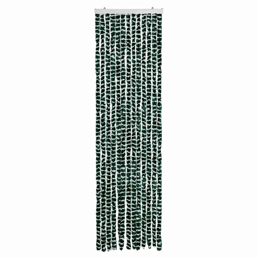 Rideau anti-mouches vert et blanc 56x200 cm chenille - 3