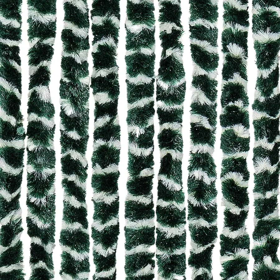Rideau anti-mouches vert et blanc 56x200 cm chenille - 5