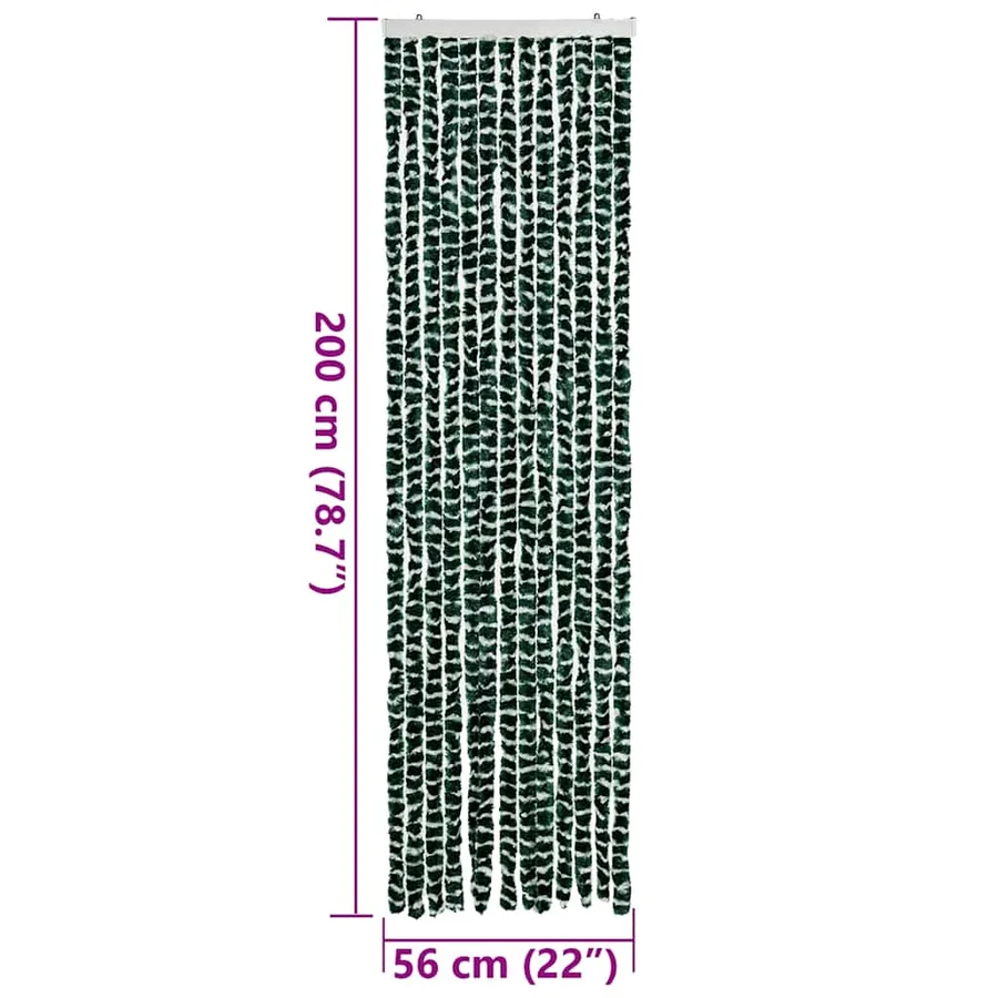 Rideau anti-mouches vert et blanc 56x200 cm chenille - 7