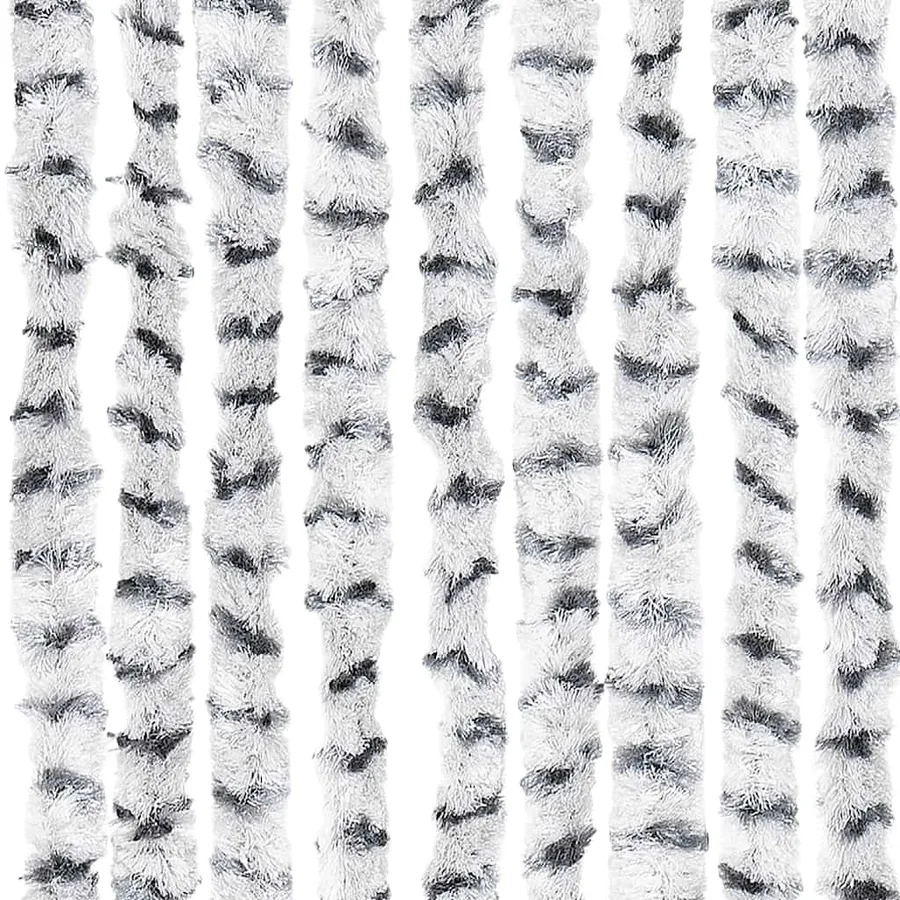 Rideau anti-mouches gris clair et gris foncé 56x200 cm chenille - 5