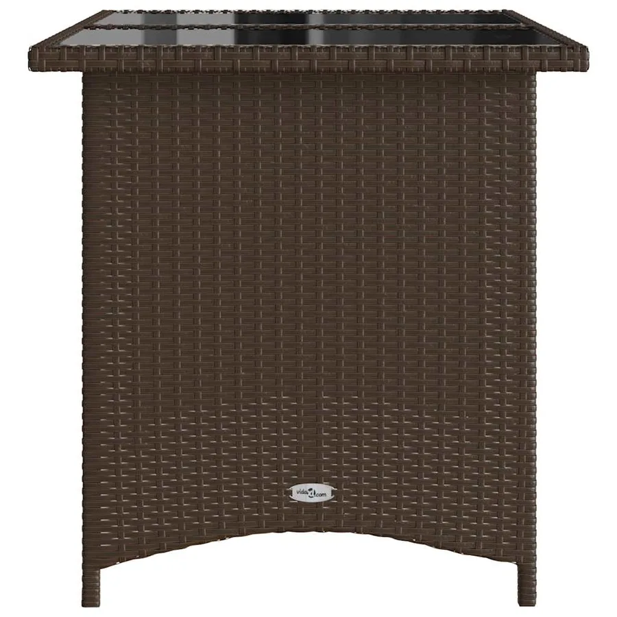 Table de jardin avec dessus en verre marron 110x68x70 cm rotin - 5