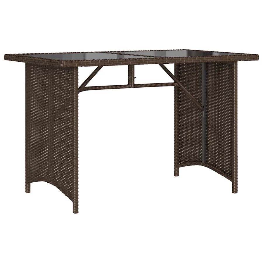 Table de jardin avec dessus en verre marron 110x68x70 cm rotin - 6