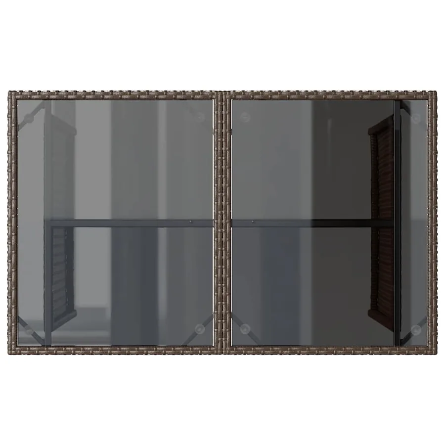 Table de jardin avec dessus en verre marron 110x68x70 cm rotin - 7