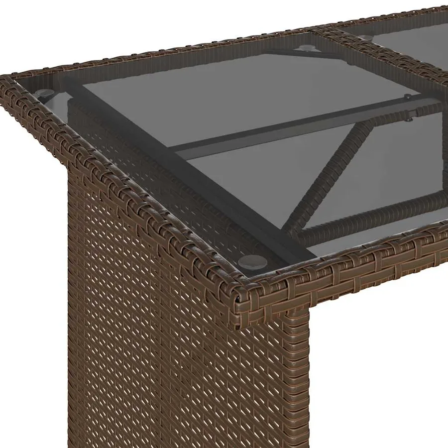 Table de jardin avec dessus en verre marron 110x68x70 cm rotin - 8