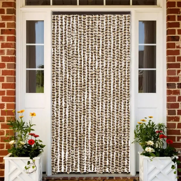 Rideau anti-mouches beige et marron 90x200 cm chenille