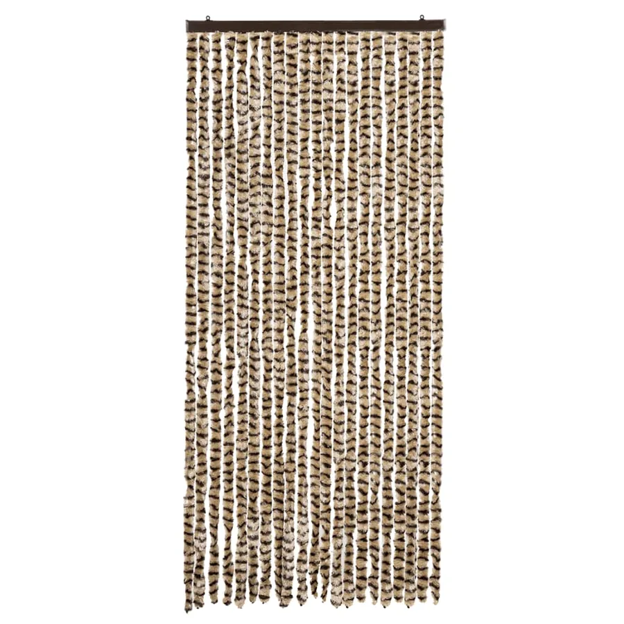 Rideau anti-mouches beige et marron 90x200 cm chenille - 3