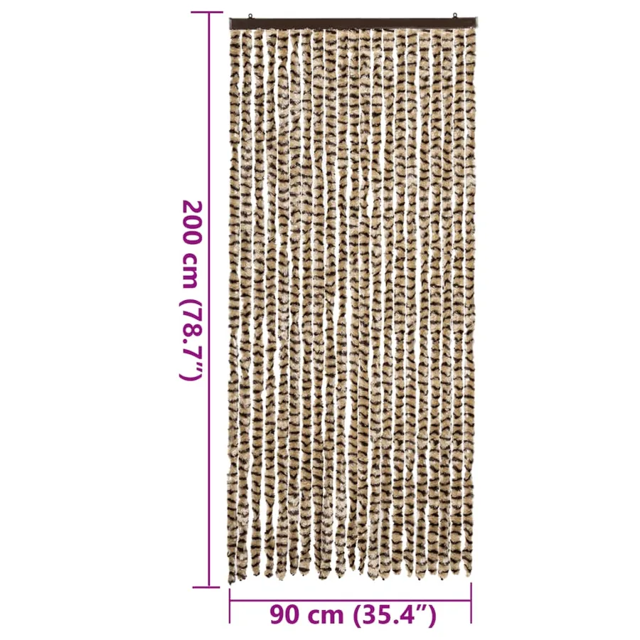 Rideau anti-mouches beige et marron 90x200 cm chenille - 7
