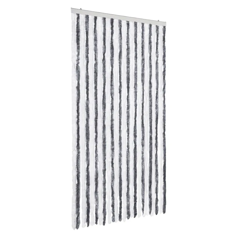 Rideau anti-mouches gris et blanc 100x200 cm chenille - 2