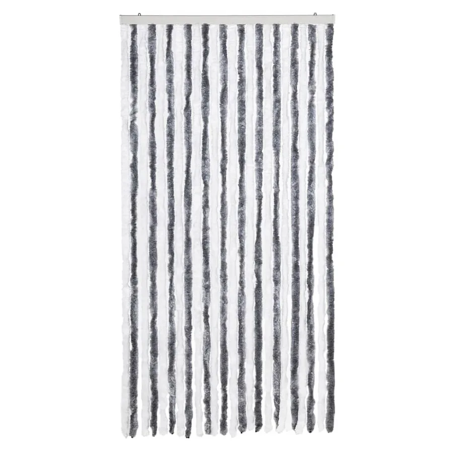 Rideau anti-mouches gris et blanc 100x200 cm chenille - 3