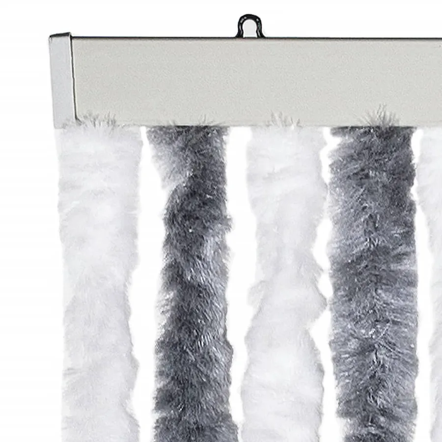 Rideau anti-mouches gris et blanc 100x200 cm chenille - 4