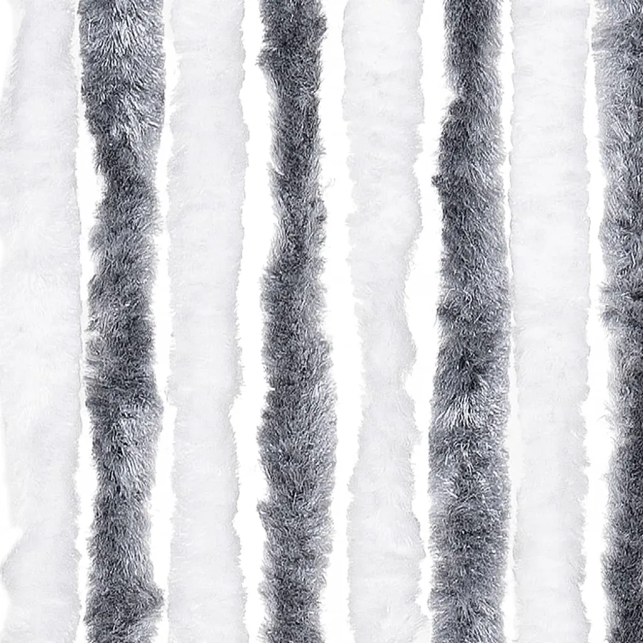 Rideau anti-mouches gris et blanc 100x200 cm chenille - 5