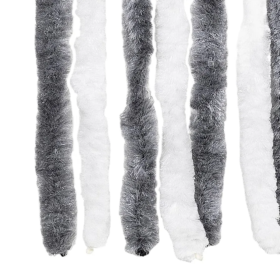 Rideau anti-mouches gris et blanc 100x200 cm chenille - 6