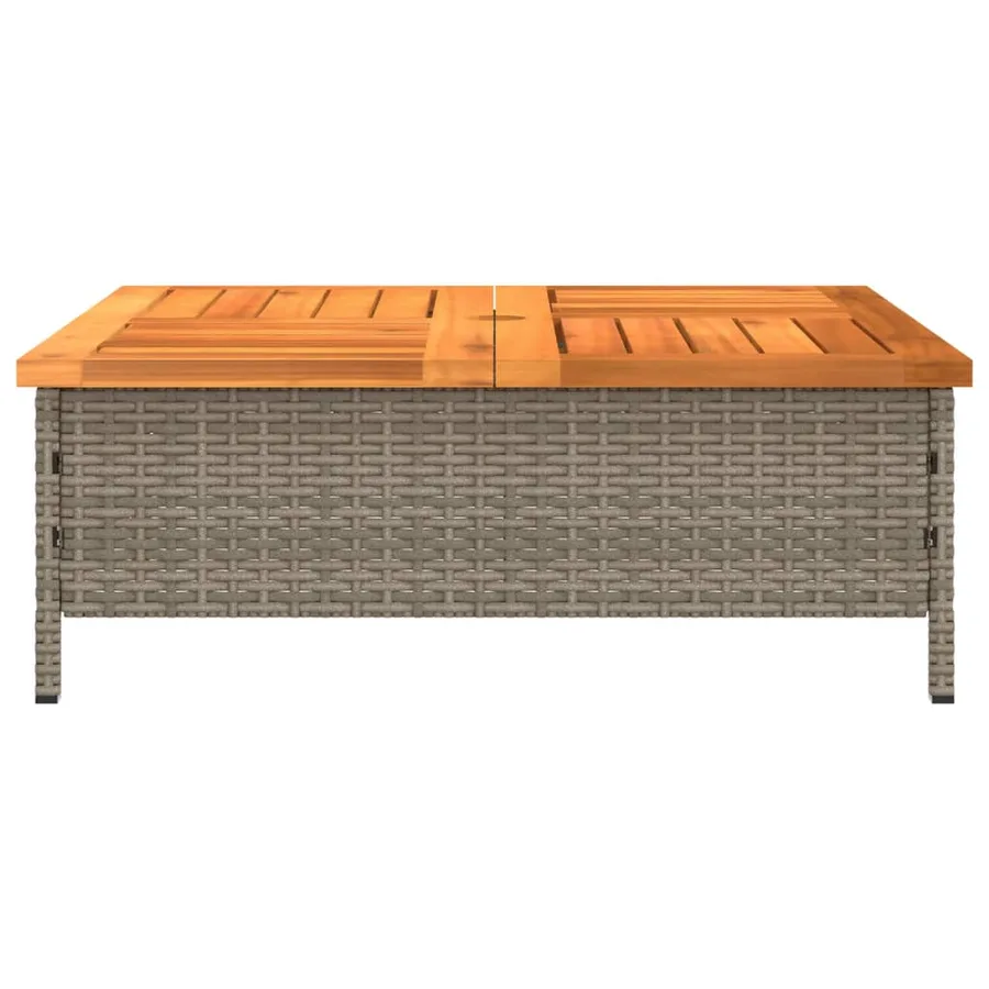 Table de jardin gris 70x70x25 cm résine tressée et bois acacia - 6