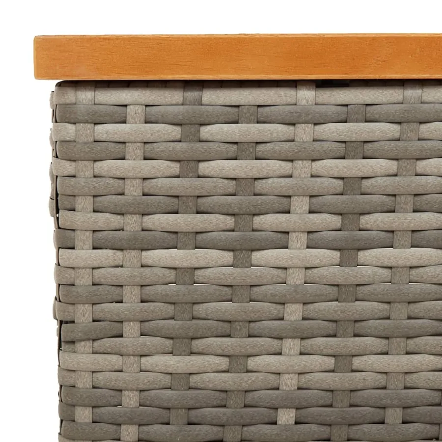 Table de jardin gris 70x70x25 cm résine tressée et bois acacia - 8