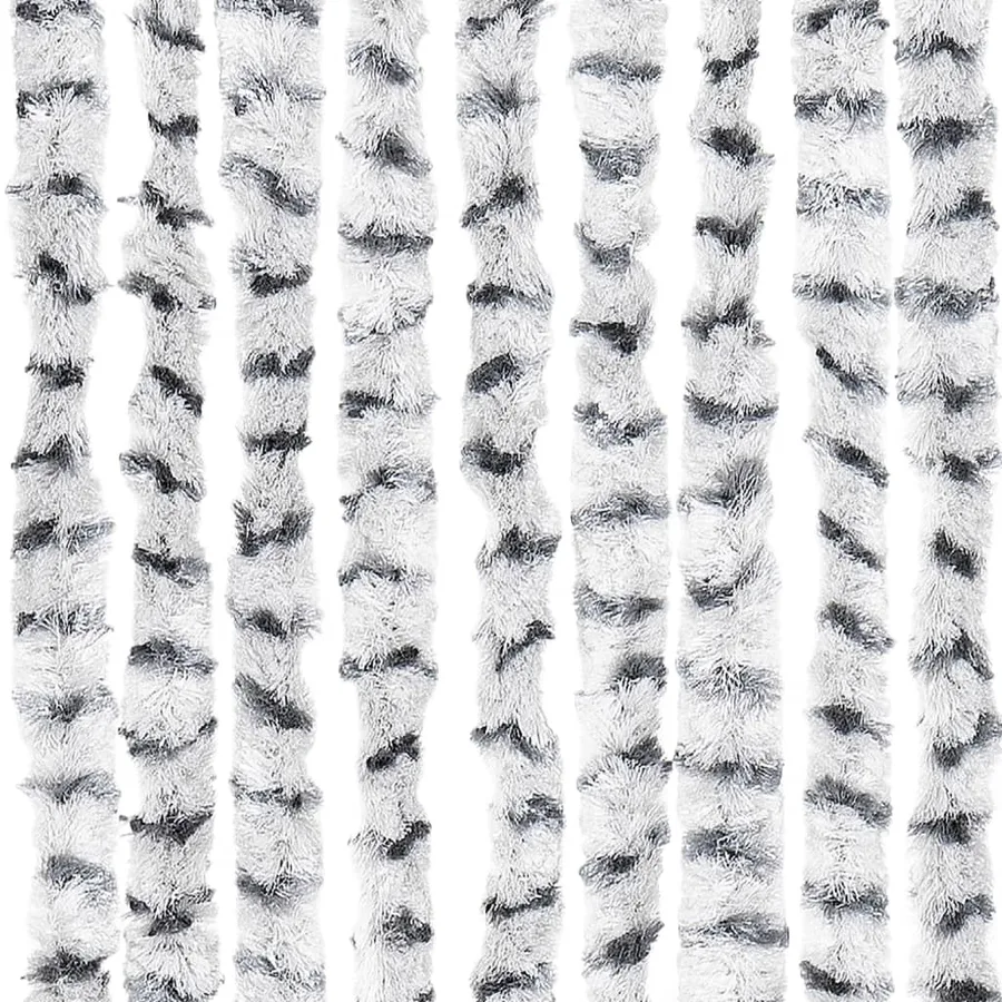 Rideau anti-mouches gris clair et gris foncé 100x200cm chenille - 5