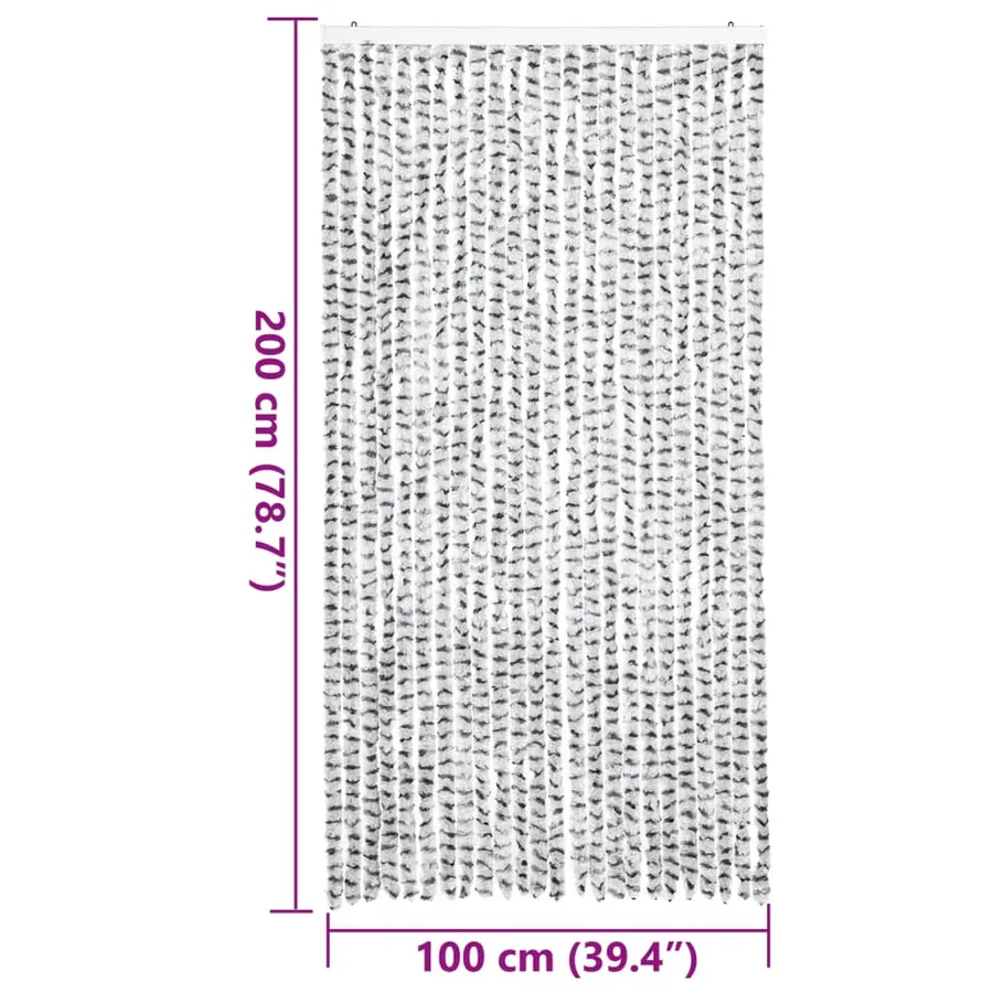 Rideau anti-mouches gris clair et gris foncé 100x200cm chenille - 7