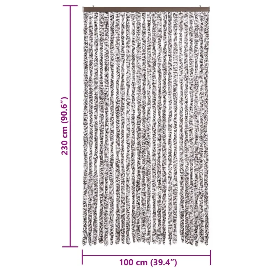 Rideau anti-mouches marron et beige 100x230 cm chenille - 7