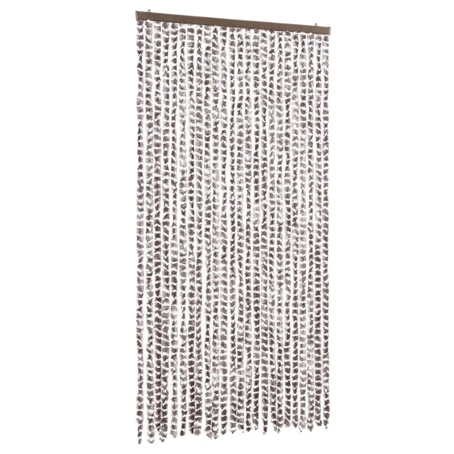 Rideau anti-mouches taupe et blanc 100x200 cm chenille - 2