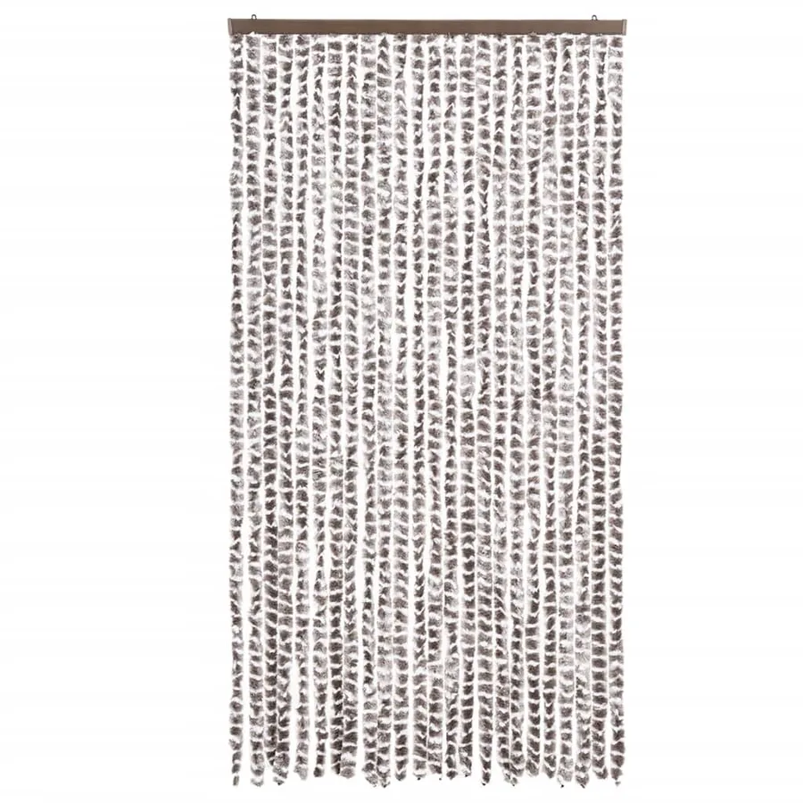 Rideau anti-mouches taupe et blanc 100x200 cm chenille - 3