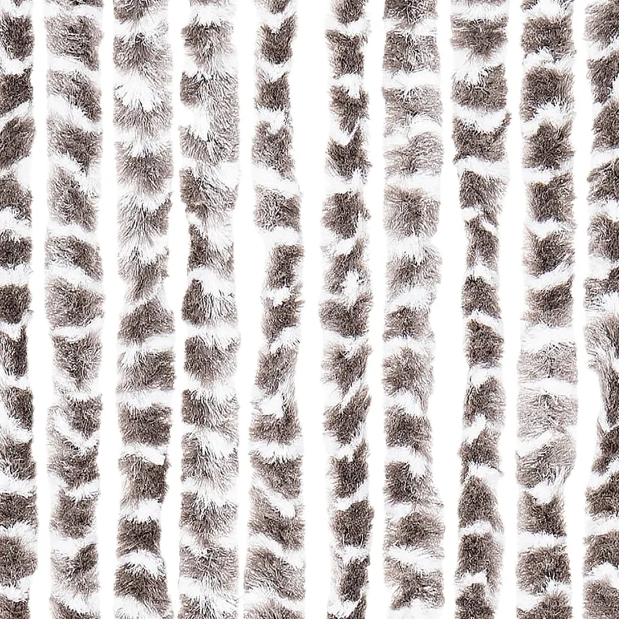 Rideau anti-mouches taupe et blanc 100x200 cm chenille - 5