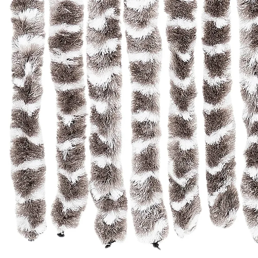 Rideau anti-mouches taupe et blanc 100x200 cm chenille - 6