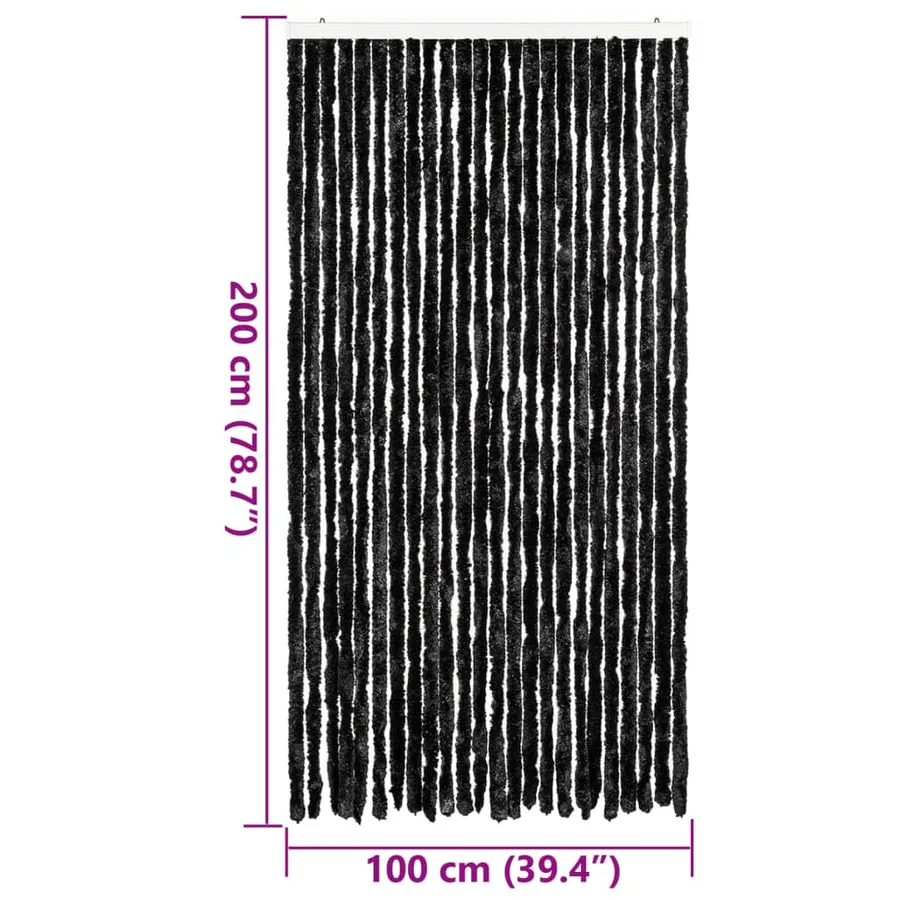 Rideau anti-mouches anthracite 100x200 cm chenille - 7