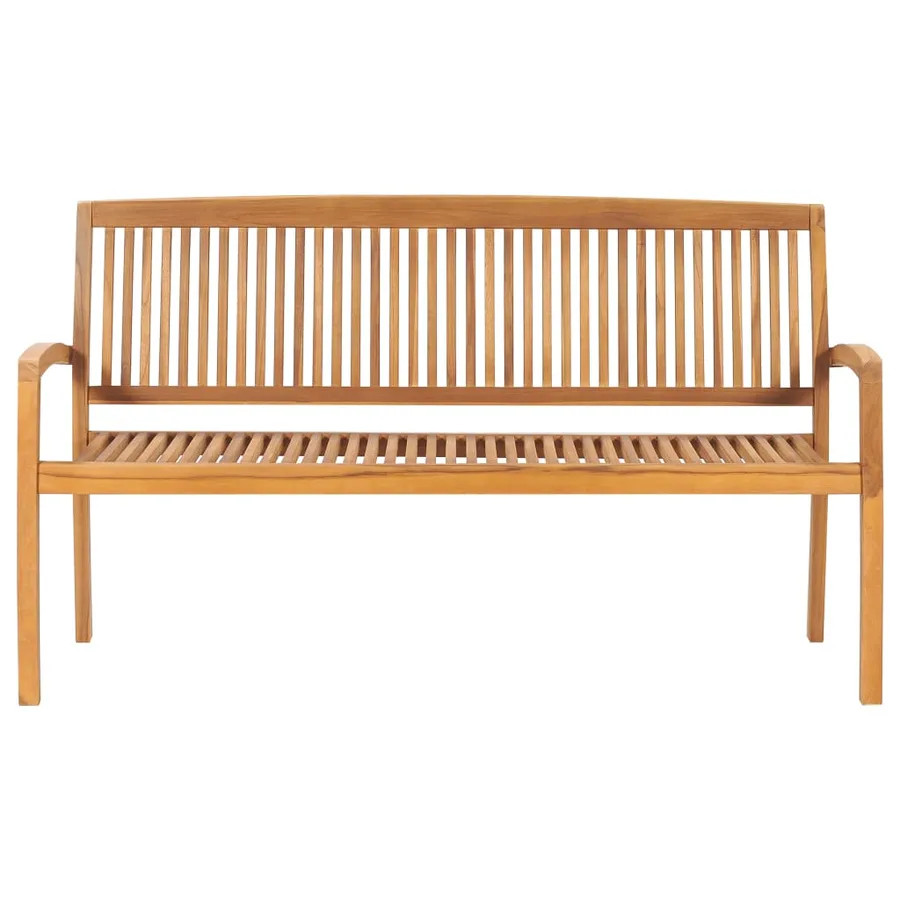 Banc de jardin empilable et coussin 159 cm Bois de teck massif - 3