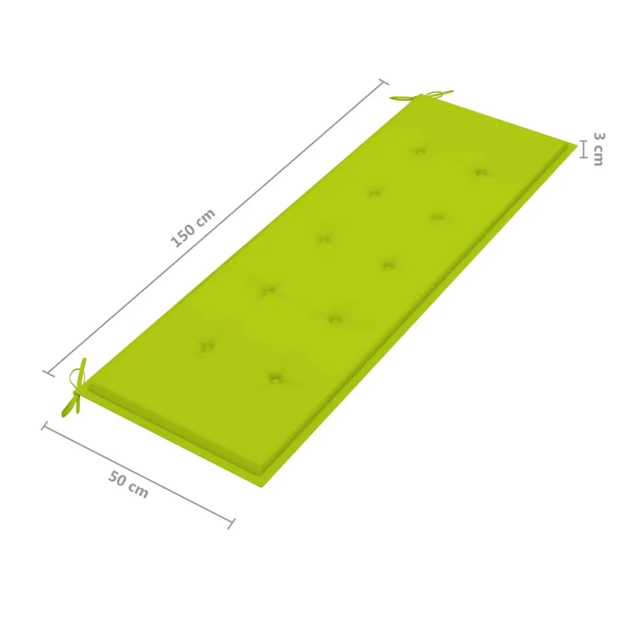 Banc de jardin empilable et coussin 159 cm Bois de teck massif - 9