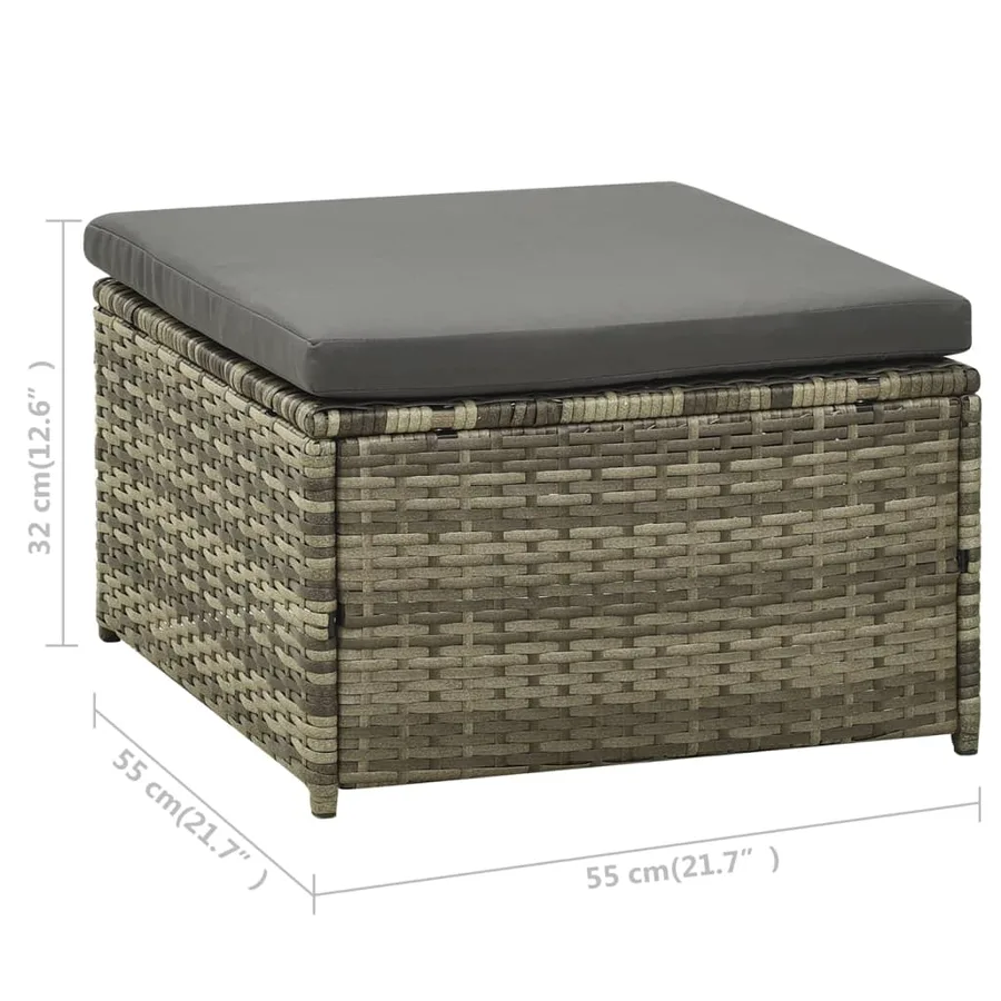 Salon de jardin 3 pcs avec coussins Résine tressée Gris - 10