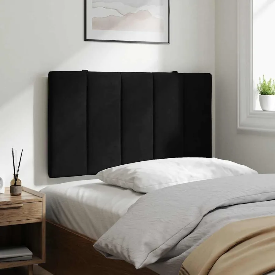 Coussin de tête de lit Hanko noir 90 cm velours - 4