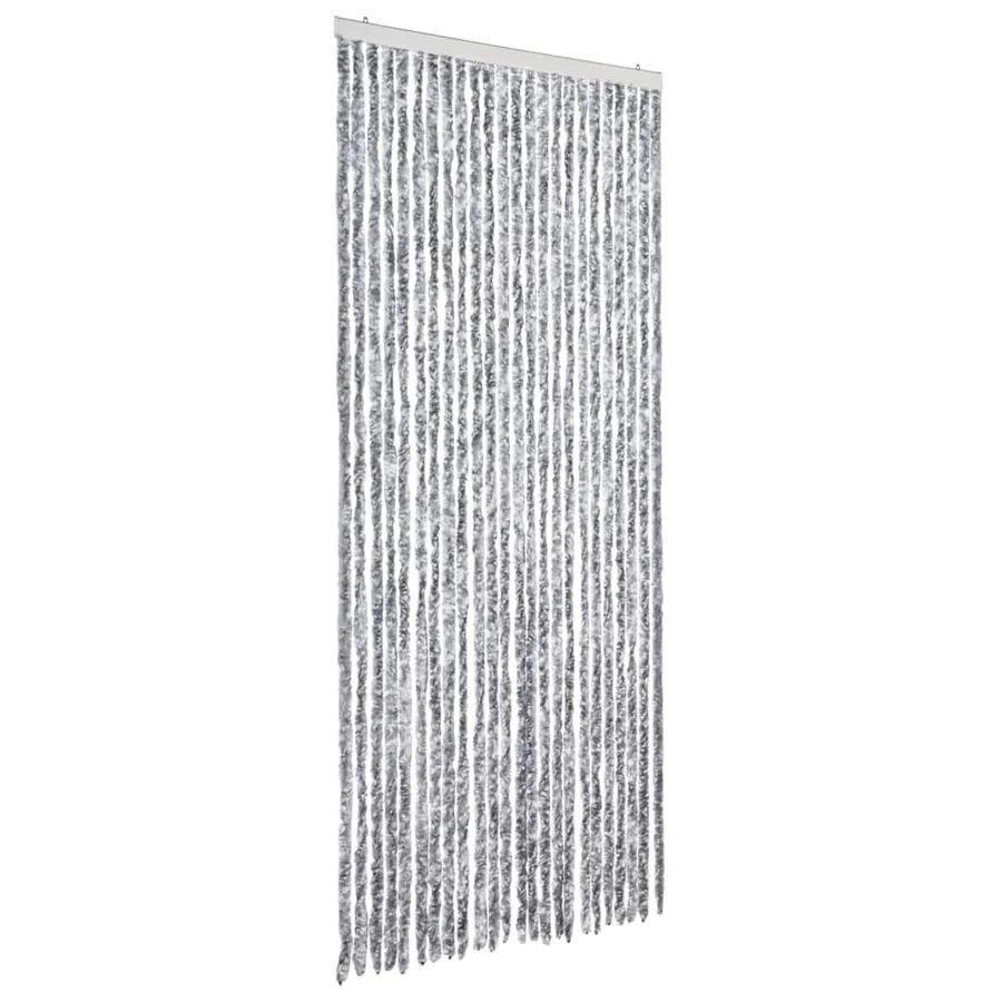 Rideau anti-mouches blanc et gris 100x230 cm chenille - 2