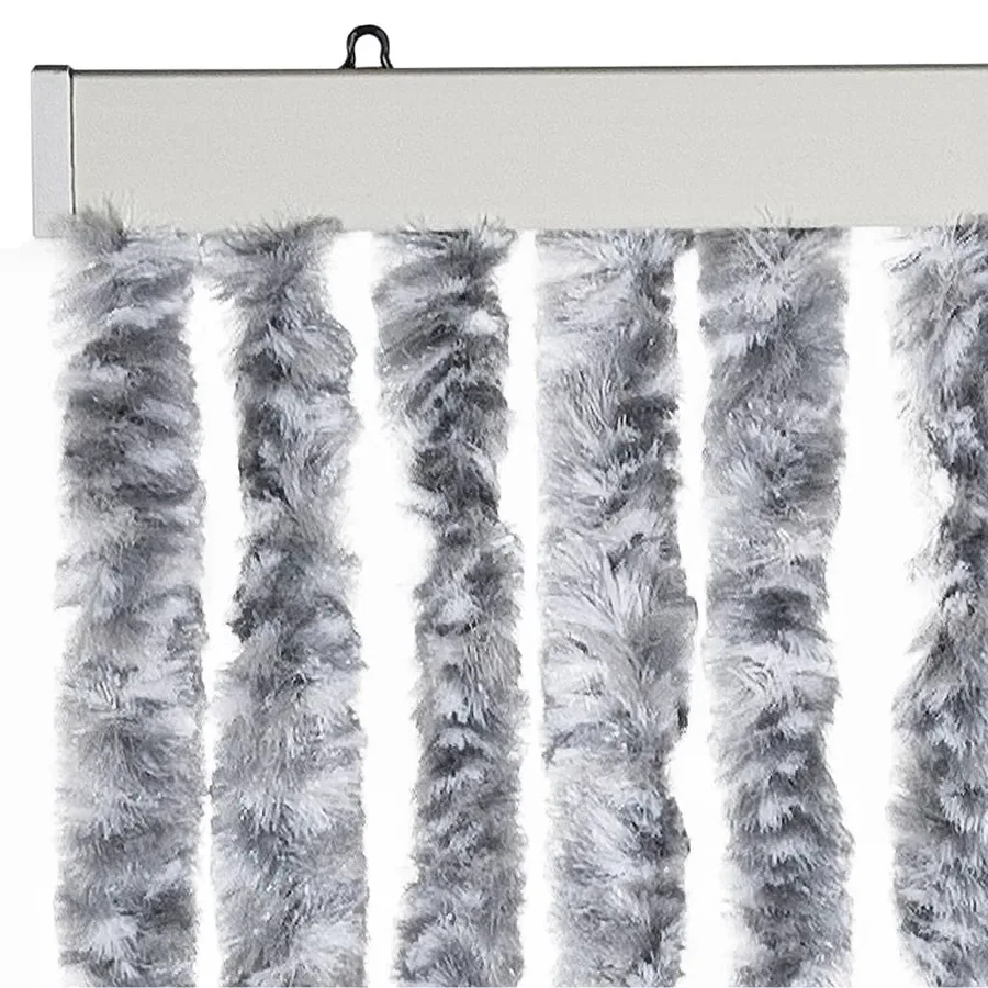 Rideau anti-mouches blanc et gris 100x230 cm chenille - 4