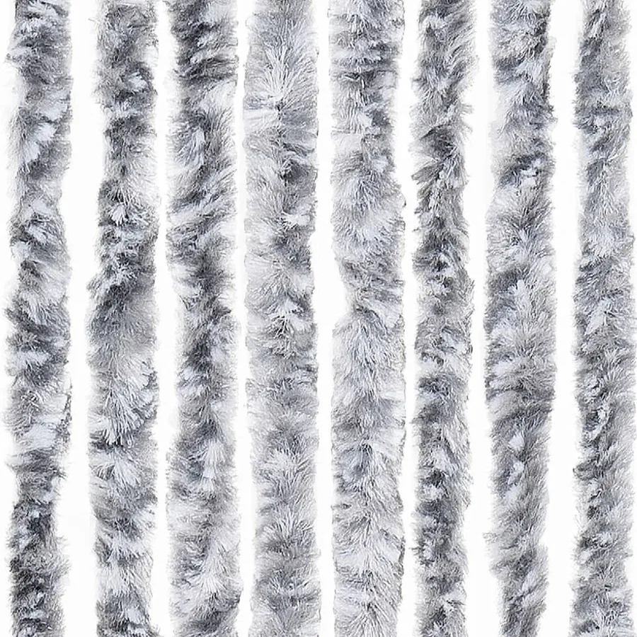 Rideau anti-mouches blanc et gris 100x230 cm chenille - 5