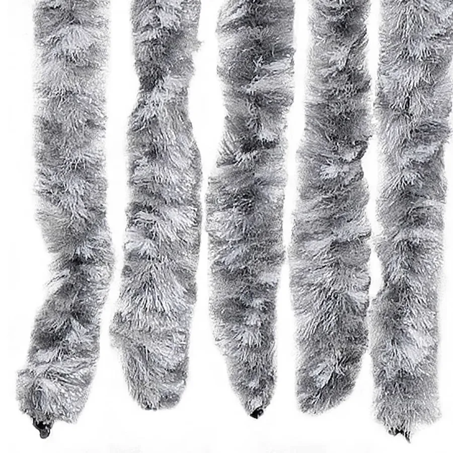 Rideau anti-mouches blanc et gris 100x230 cm chenille - 6