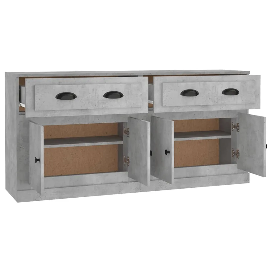 Buffets 2 pcs gris béton bois d'ingénierie - 6