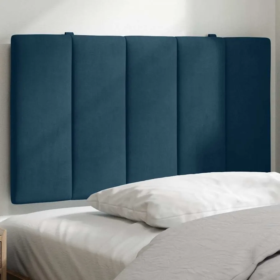 Coussin de tête de lit Hanko bleu 90 cm velours