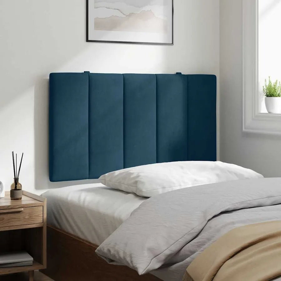 Coussin de tête de lit Hanko bleu 90 cm velours - 4