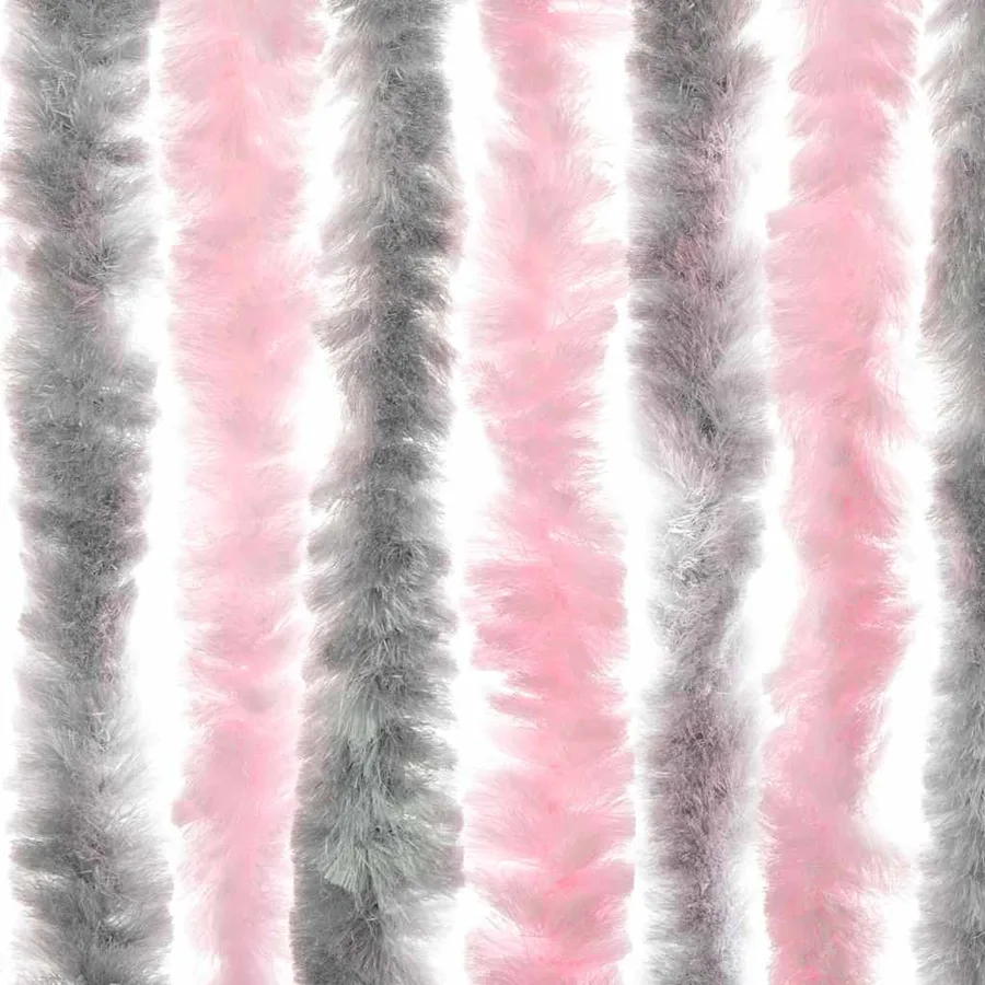 Rideau anti-mouches gris argenté et rose 56x185 cm chenille - 5