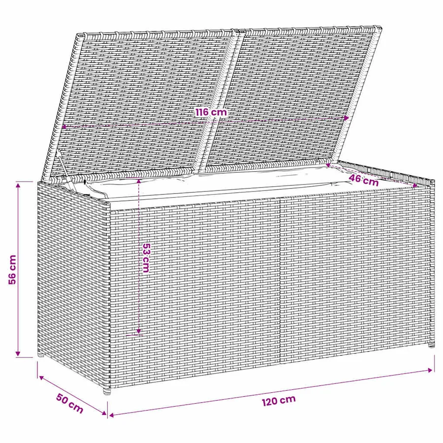 Boîte de rangement de jardin noir 283L résine tressée - 10