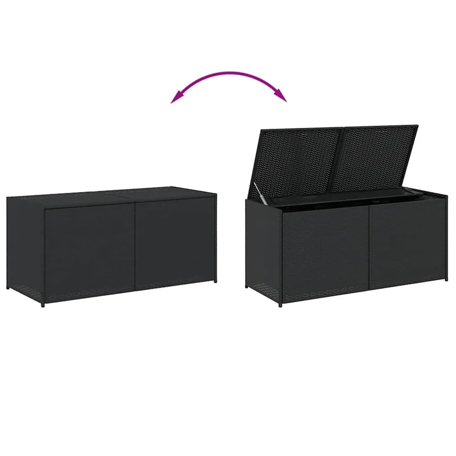 Boîte de rangement de jardin noir 283L résine tressée - 7