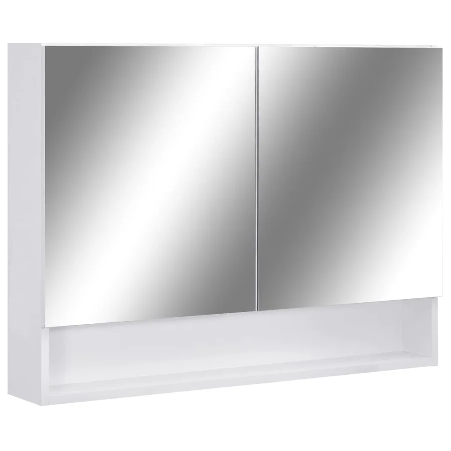 Armoire à miroir de salle de bain LED Blanc 80x15x60 cm MDF - 2