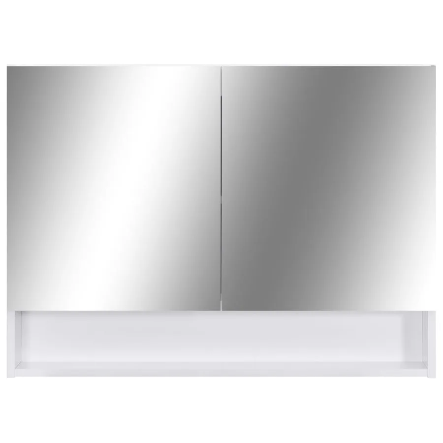Armoire à miroir de salle de bain LED Blanc 80x15x60 cm MDF - 4